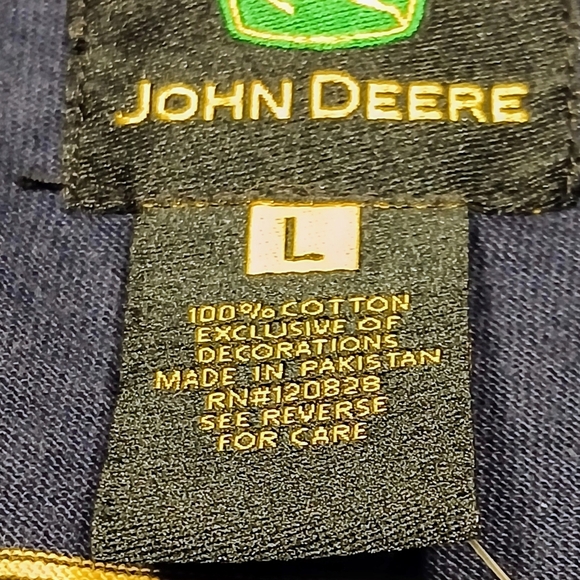 Men's John Deere Size Large Yellow & Green NWT Striped Polo Shirt - Picture 4 of 6